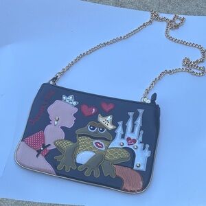 Chic Black Frog Embellished Novelty Clutch